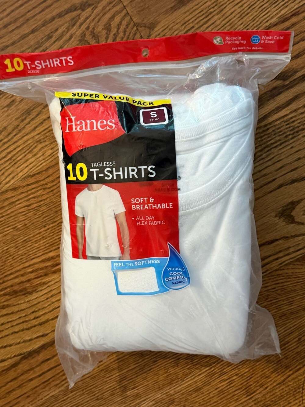 Hanes Tagless 10 T-Shirts Super Value Pack Size S White